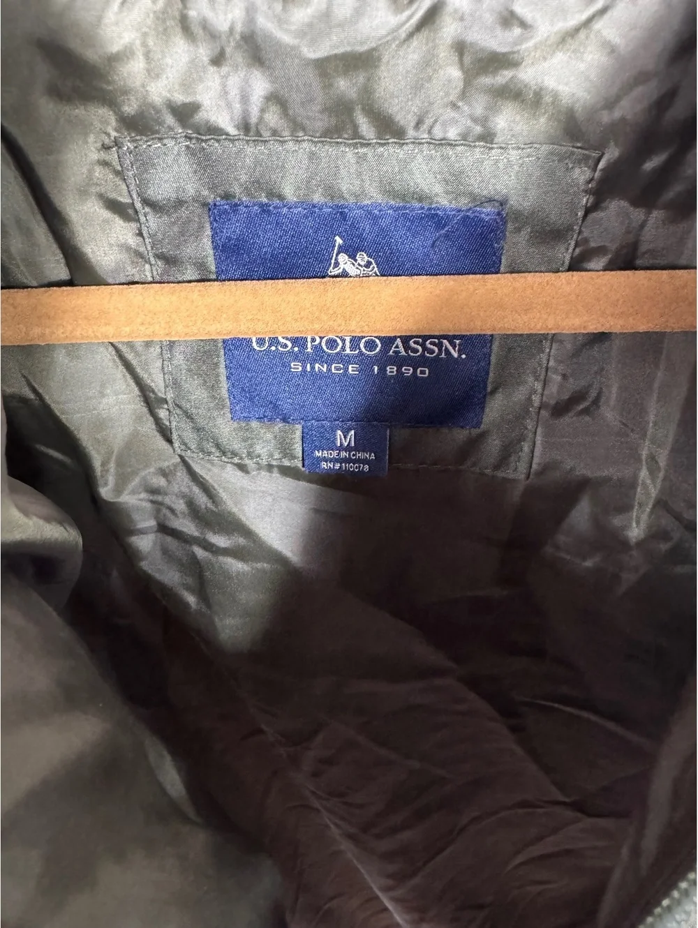 U.S. Polo Assn. Men's Olive Green Puffer Jacket with Hood, Medium